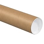 Aviditi P4024KHD Fibreboard 3-Ply Spiral Wound Heavy-Duty Mailing Tube with Cap, 24" Length x 4" Width, Kraft (Case of 12)
