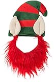 Friends Forever Elf Hat with Beard Red Costume for Pet Dog Wig Festival Party Fancy Hair Cat Clothes Lion Mane
