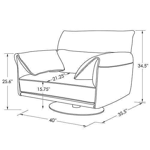 Zuri Furniture Modern Tampa Swivel Armchair in Black Genuine Leather