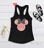 Minnie Mouse Ear Tanks for Women Racerback V-Neck Summer Holiday Tees Girls Custom Workout Muscle Shirts