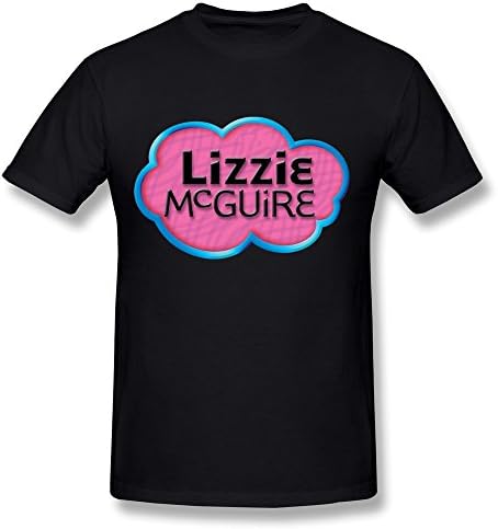 CaiTian Men's Cartoon Lizzie McGuire Logo T-Shirt - Nerd Tee Shirt Black US Size M