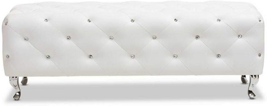 Amazon Com Nakshop Upholstered Bed Bench White Tall Foot Of Bed