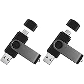 2-Pack 256GB Dual USB Flash Drive 2.0 - USB C & USB A 2-in-1 Thumb Drive for PC, Type C Phones,External Memory Stick for Phot