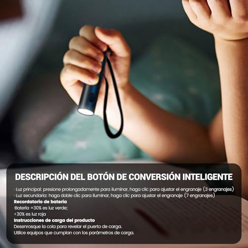 PHILIPS SFL1126 Linterna LED Recargable, Linterna Portátil con Silbato de Supervivencia, 300 Lúmenes Mini Flashlight, Multiusos para Lectura, Paseo de Perros, Emergencia