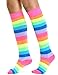 Women's Neon Rainbow Knee High Socks - 2 Pairs