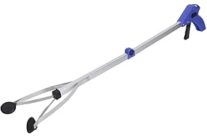 HONGZER Foldable Trash Picker Grabber, Garbage Litter Picker Folding, Garden Leaves Waste Pick Up Tool, Garden Hand Tools(Blue Handle)