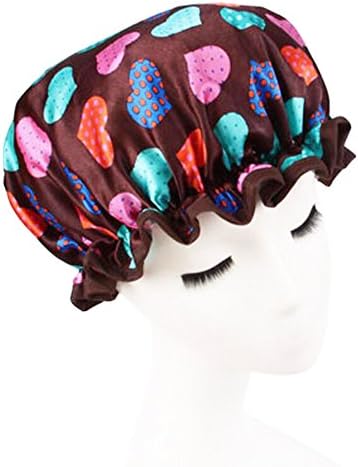 dolly2u Elegant Double Layer Waterproof Elastic Shower Cap Bath Spa Caps - 12