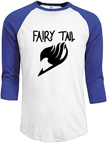Men's Cotton O Neck 3/4 Sleeve Fairy Tail Logo Attempt Athletic Baseball Raglan Sleeves T-Shirt RoyalBlue US Size S