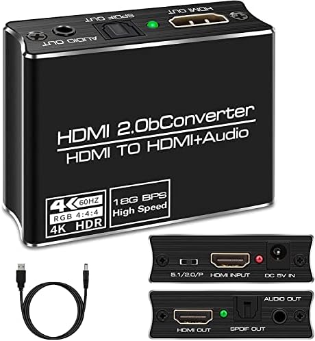 Buy Microware 4K HDMI 2.0 Audio Extractor 4K 60Hz YUV 4:4:4 HDR HDMI Splitter Audio Converter 4K HDMI to Optical TOSLINK SPDIF 5.1, 3D Compatible (Black) in Egypt