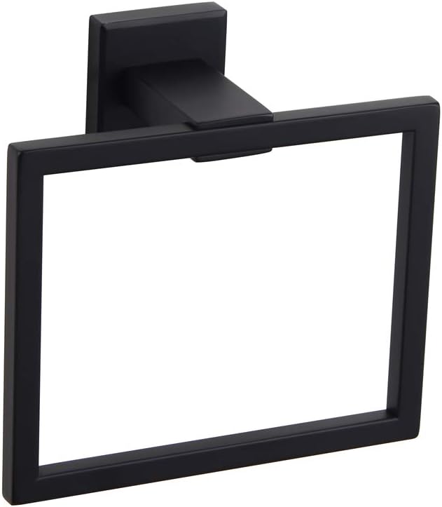 GERZWY Modern Black Towel Holder SUS304 Stainless Steel Towel Hanger Towel Ring for Bathroom Lavatory Wall Mount Contemporary Style JG1906-BK - - 