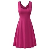 Herou Women Summer Beach Casual Flared Midi Tank Dress (Medium, Rose)