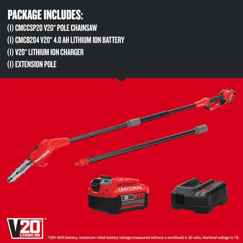 CRAFTSMAN V20 Cordless Pole Saw, 14-Foot, Battery and Charger Included, Pole Saws photo 8