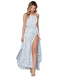 Blooming Jelly Women's Criss Cross Strap High Slit Summer Sleeveless Floral Maxi Dress (S, Multi)