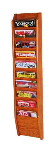 Wooden Mallet 10-Pocket Cascade Magazine Rack, Medium Oak