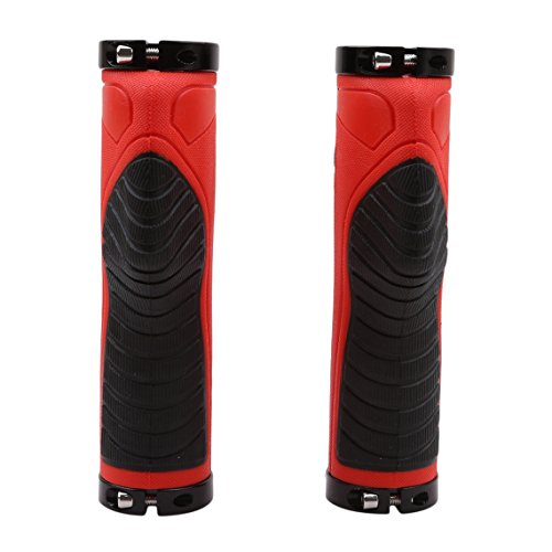 Rurah Bike Handlebar Grips Mini Bicycle Handlebar Grips Fit Many Standard Bikes Bike Handle bar Rubber End Grip,red