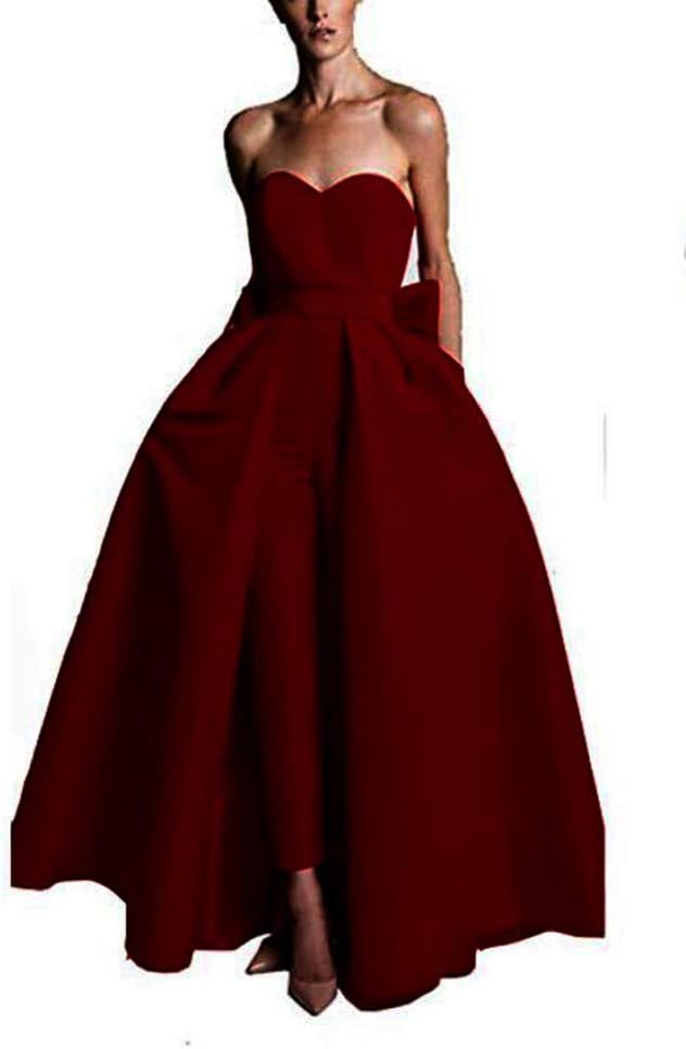 VeraQueen Women's Jumpsuits Evening Dress With Detachable Skirt Prom Gowns Pants