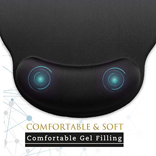 MROCO Ergonomic Mouse Pad with Gel Wrist Rest Comfortable Mouse Pad with Wrist Support, Pain Relief Mousepad with Non-Slip PU Base Mouse Mat for Home, Office & Travel, 9.8 x 8.6 inches, Black