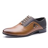 Rainlin Men's Classic Pointed Toe Lace up Dress Oxford Shoes Yellow US 10