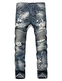 Yollmart Men's Delim Stretched Jeans Ripped Biker Slim Pants