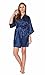Turquaz Satin Kimono Rhinestone Maid of Honor Robe (Small/Medium, Navy Blue)