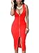 YMING Women’s Zipper-Front Sleeveless Bodycon Stretch Evening Club Dress(Red,L)
