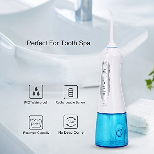 Cordless Rechargable Oral Irrigator - YOUYA DENTAL Professional Portable Dental Gum Water Flosser with 6 Jet Nozzles for Home and Travel , Braces & Bridges Care