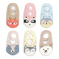 Yenzat Baby Toddler Girls Socks Non Skid Anti Slip Mary Jane Socks Grip 12-36 Months 6 Pairs
