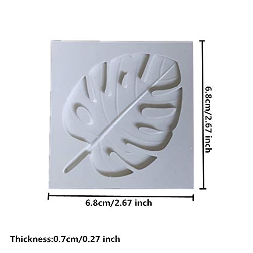Youzpin 2 Pcs Monstera Leaves Cake Decoration Silicone Mold,DIY Fondant Cake Decorating Mold,Chocolate Sugar Craft Baking Pan Clay Mold(White&Pink)