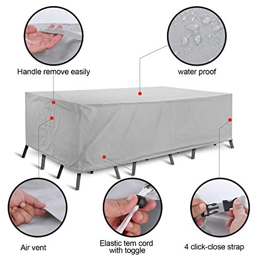 Patio Furniture Covers, Waterproof Outdoor Table and Chair Set Cover, 600D Windproof Tear