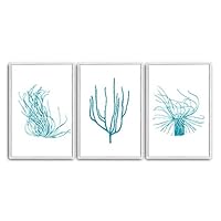 3 Piece Framed Canvas Wall Art Simple Seabed Elements Canvas Prints Home Artwork Decoration for Living Room,Bedroom - 16