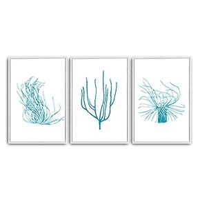 3 Piece Framed Canvas Wall Art Simple Seabed Elements Canvas Prints Home Artwork Decoration for Living Room,Bedroom - 16"x24"x3 Panels