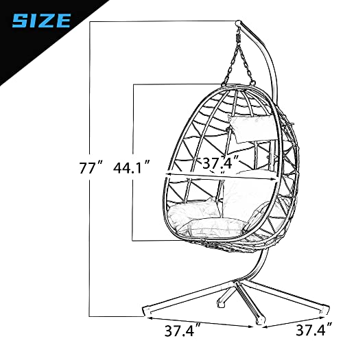 SEGMART Hanging Egg Chair with Stand and UV Resistant Cushion, Indoor