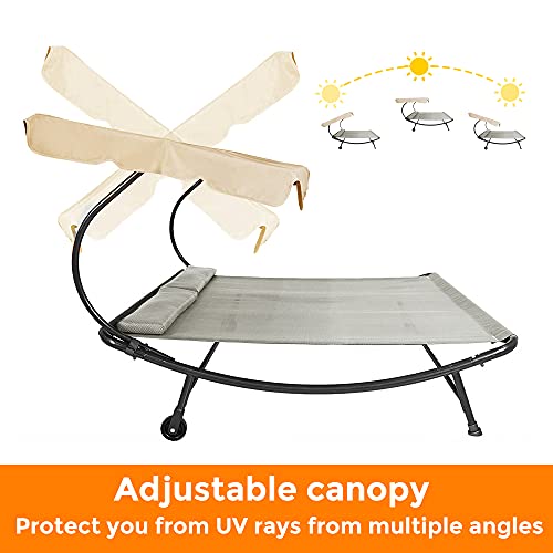 Abba Patio Double Chaise Lounge Outdoor with Adjustable Canopy and