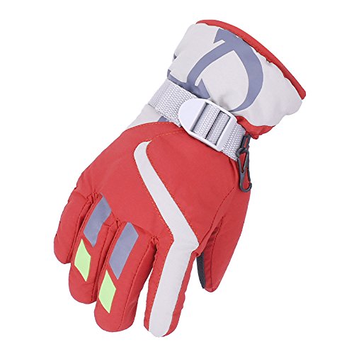 AONIJIE Waterproof Warm Kid's Winter Gloves Windproof Snowproof Outdoor Sports Gloves for Children Ski & Snowboard - Red