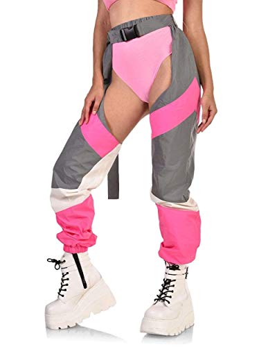iHeartRaves Now U See Me Reflective Chaps (Neon Pink, Small) - Thumbnail 4