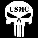 USMC Punisher Decal Sticker Vinyl Cut| Cars Trucks Vans Walls Laptop|WHITE|5 In Tall| KCD290