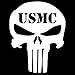 USMC Punisher Decal Sticker Vinyl Cut| Cars Trucks Vans Walls Laptop|WHITE|5 In Tall| KCD290