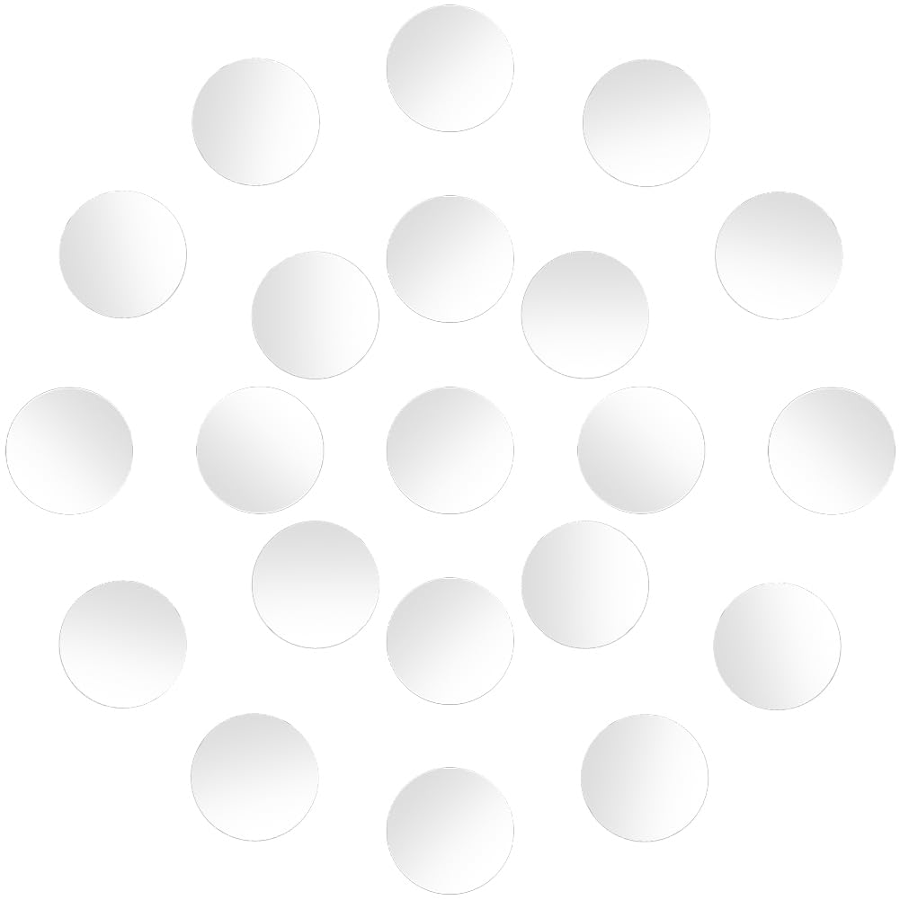 SOFPLATE 1 Box 250pcs 0.78in Small Round Mirror Tiles Acrylic Mirror Stickers Decorative Small Size Round Circle Shape Mirrors Self Stick for Diy Home Table Phone Bedroom Wall Wedding Decors