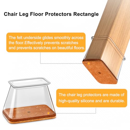 16 Pieces Rectangle Chair Pads Furniture Leg Felt Pads Hardwood Chair Caps Protect Floor from Anti-Scratch Noise (Fit Length 28-38mm, Width 19-25mm)