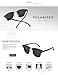 LUENX Men Women Semi Rimless Polarized Sunglasses:UV 400 Protection 51MM with Case (23 Black(Matte Frame)/Non-mirror, 51)