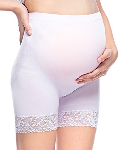 Fimage Women's Lace Seamless High Stretch Maternity Underwear Support Boyshort Panty
