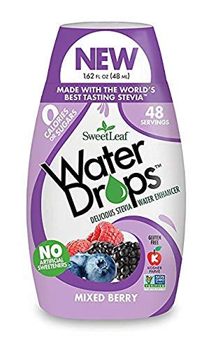 Sweetleaf Water Drops - Mixed Berry - Natural Stevia Flavor Enhancer Drops - Includes 22oz Sports Bottle with Mouth Piece & Straw - Pack of 2