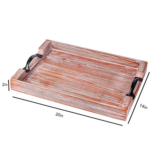 "Abigail" Ottoman Tray Authentic Firwood Rustic Wooden Serving