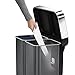 simplehuman 58 Liter / 15.3 Gallon Dual Compartment Rectangular Hands-Free Kitchen Recycling Trash Can with Voice and Motion Sensor, Black Stainless Steel