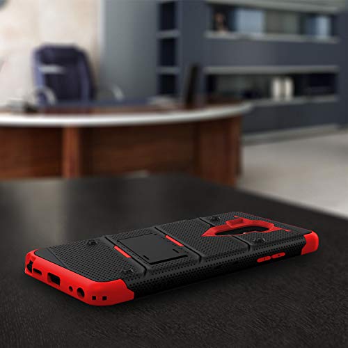 ZIZO Bolt Series LG Stylo 5 Case Military Grade Drop Tested with Full Glass Screen Protector Holster and Kickstand Black Red