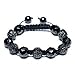 Bling Jewelry Black Onyx Pave Crystal Ball Shamballa Inspired Bracelet For Women For Men Black Cord String Adjustable