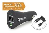 Tenergy 18W In-Vehicle Adaptive Fast USB Car Charger w/ Qualcomm Quick Charge 2.0 Technology - 6ft cable included