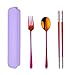 Do Buy 3 PCS Outdoor Flatware Set Fork Spoon Chopsticks/Travel Flatware Set with a Case, Redld