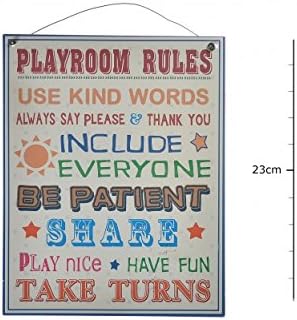 metal wall sign playroom rules take turns