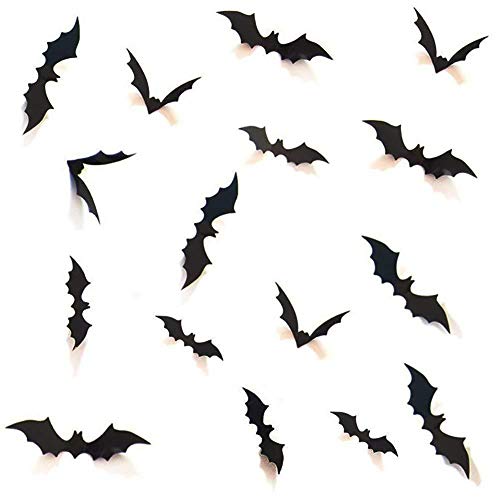Gooday 148 PCS Halloween Bat Decorations, Black PVC 3D Scary Bats Wall Window Decal Stickers Realistic Spooky Hanging Bats for Indoor Outdoor Halloween Eve Decor Home Window Decoration - Thumbnail 2
